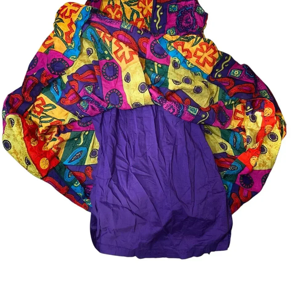 Vintage Cooper Key Boho hippie patchwork colorful  cotton lined dress girl 10/12